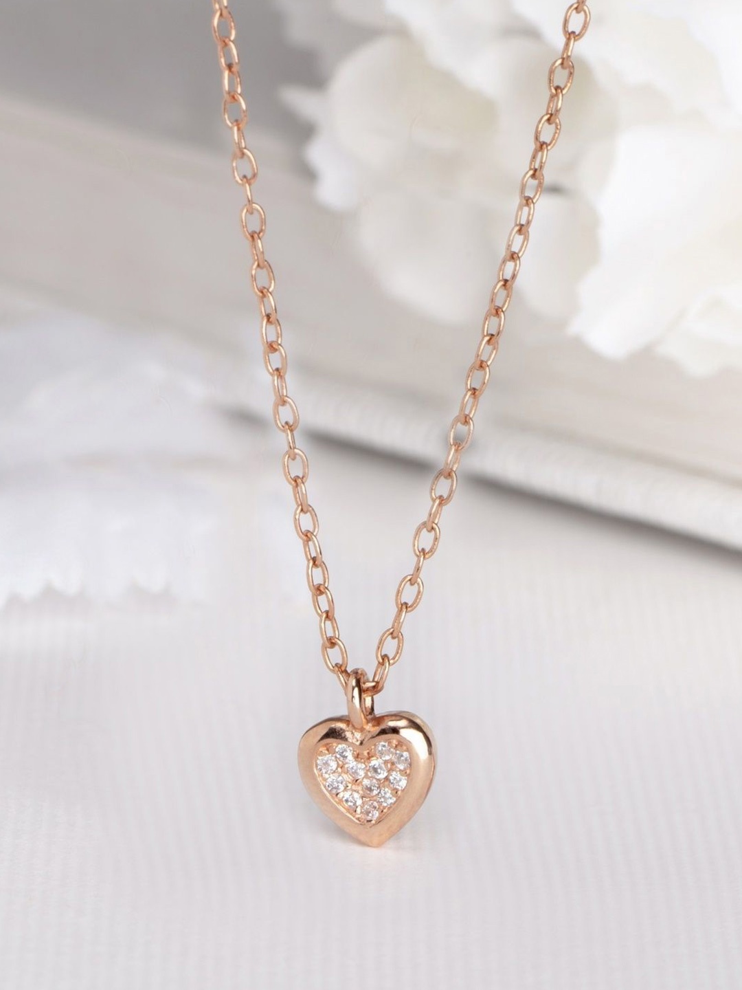 Zavya 925 Sterling Silver Rose Gold-Plated Heart Shaped CZ-Studded Pendant With Chain
Zavya 925 Sterling Silver Rose Gold-Plated Heart Shaped CZ-Studded Pendant With Chain