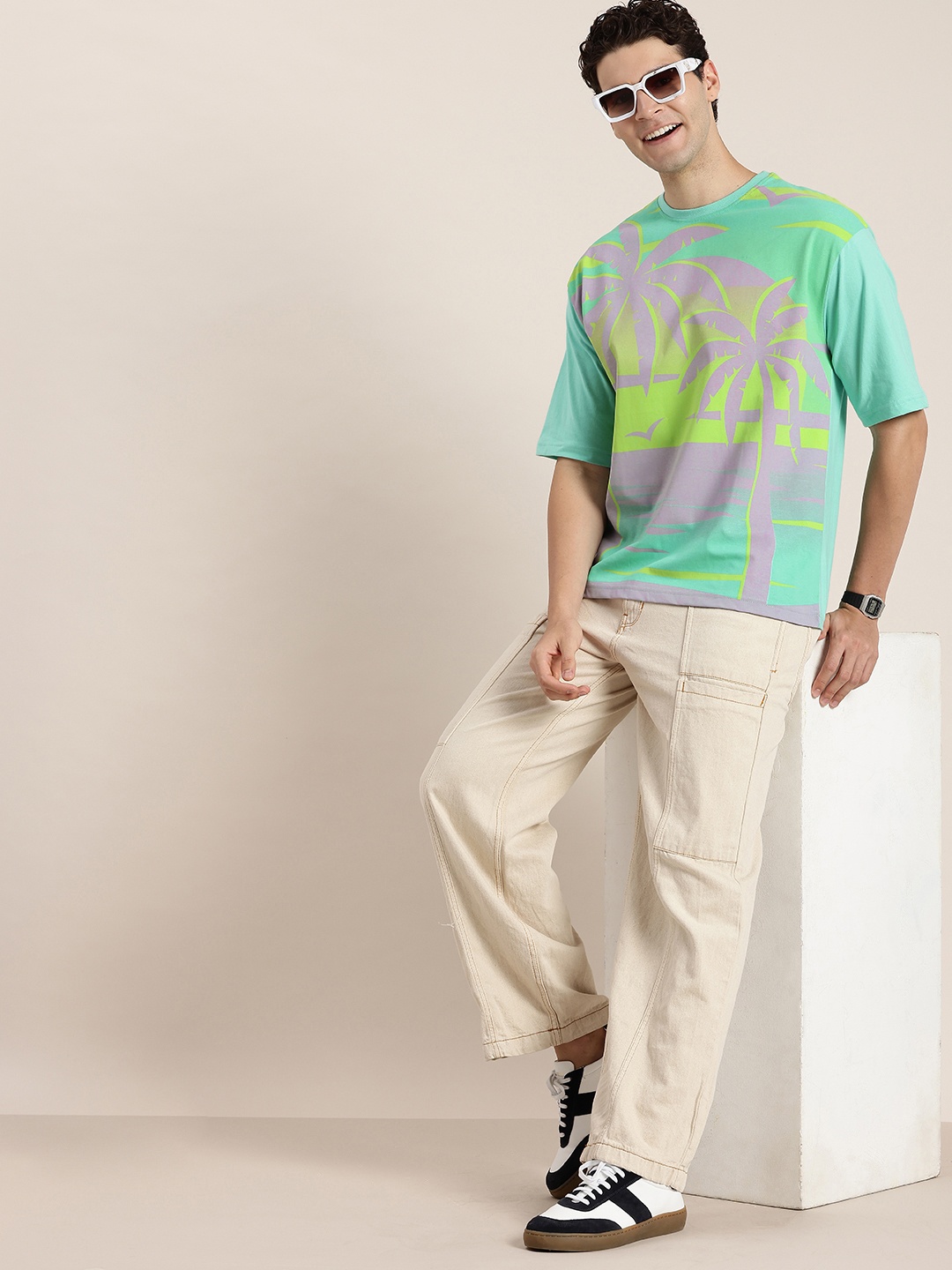 HERE&NOW Tranquil Softscape Graphic Printed Drop-Shoulder Sleeves Cotton Casual T-shirt, Green
HERE&NOW Tranquil Softscape Graphic Printed Drop-Shoulder Sleeves Cotton Casual T-shirt, Green