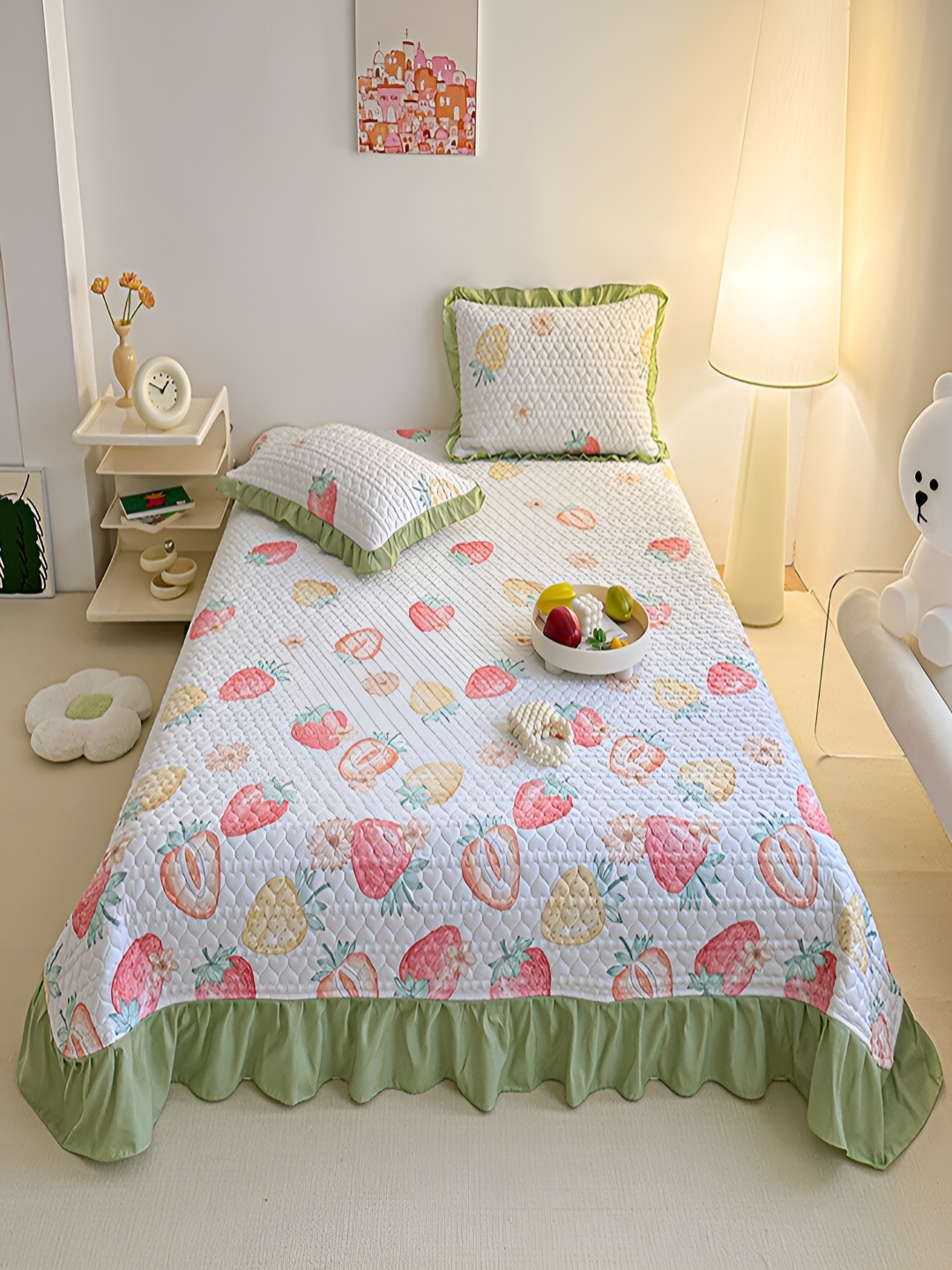 JC HOME White & Red Conversational 162 TC Double Superking Bed Cover & 2 Pillow Covers
JC HOME White & Red Conversational 162 TC Double Superking Bed Cover & 2 Pillow Covers