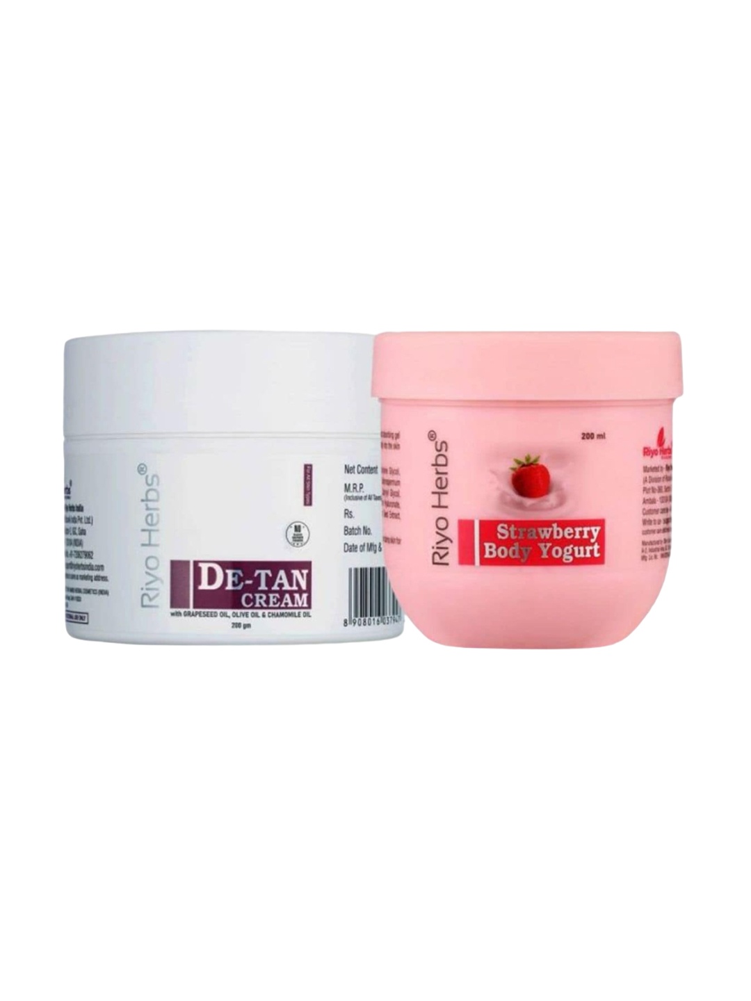 Riyo Herbs De-Tan Cream With Olive Oil - 200g & Strawberry Body Yogurt - 200ml, White
Riyo Herbs De-Tan Cream With Olive Oil - 200g & Strawberry Body Yogurt - 200ml, White