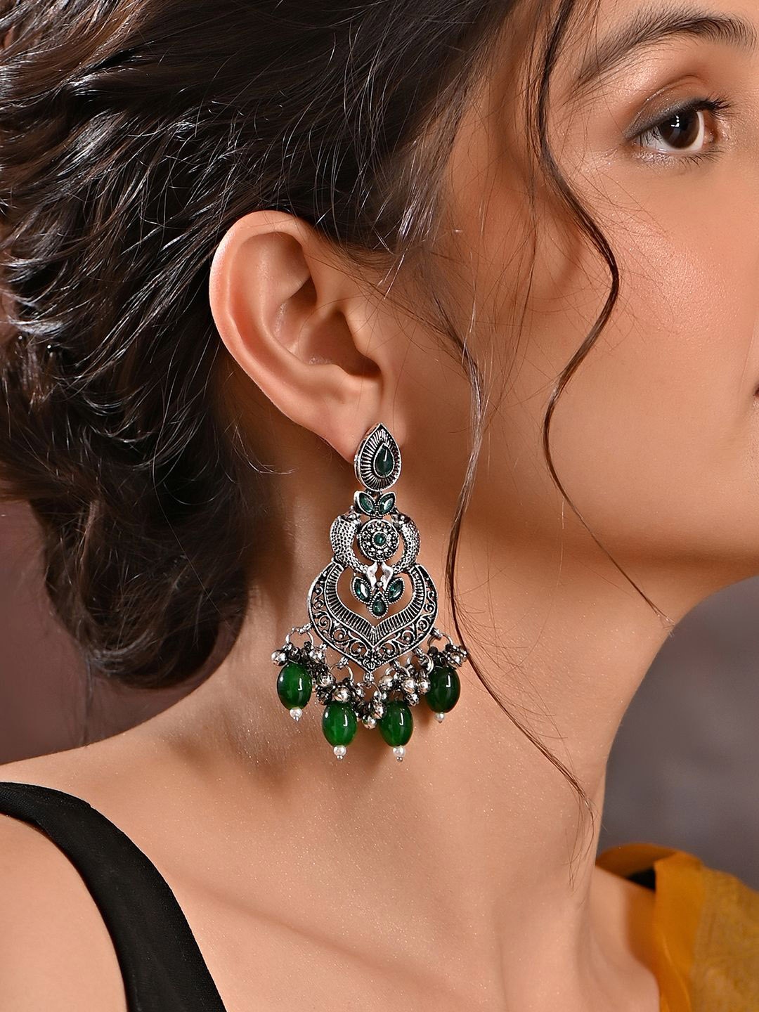 Fida Silver Plated Artificial Stones Studded Beads Beaded Oxidised Chandbalis Earrings, Green
Fida Silver Plated Artificial Stones Studded Beads Beaded Oxidised Chandbalis Earrings, Green