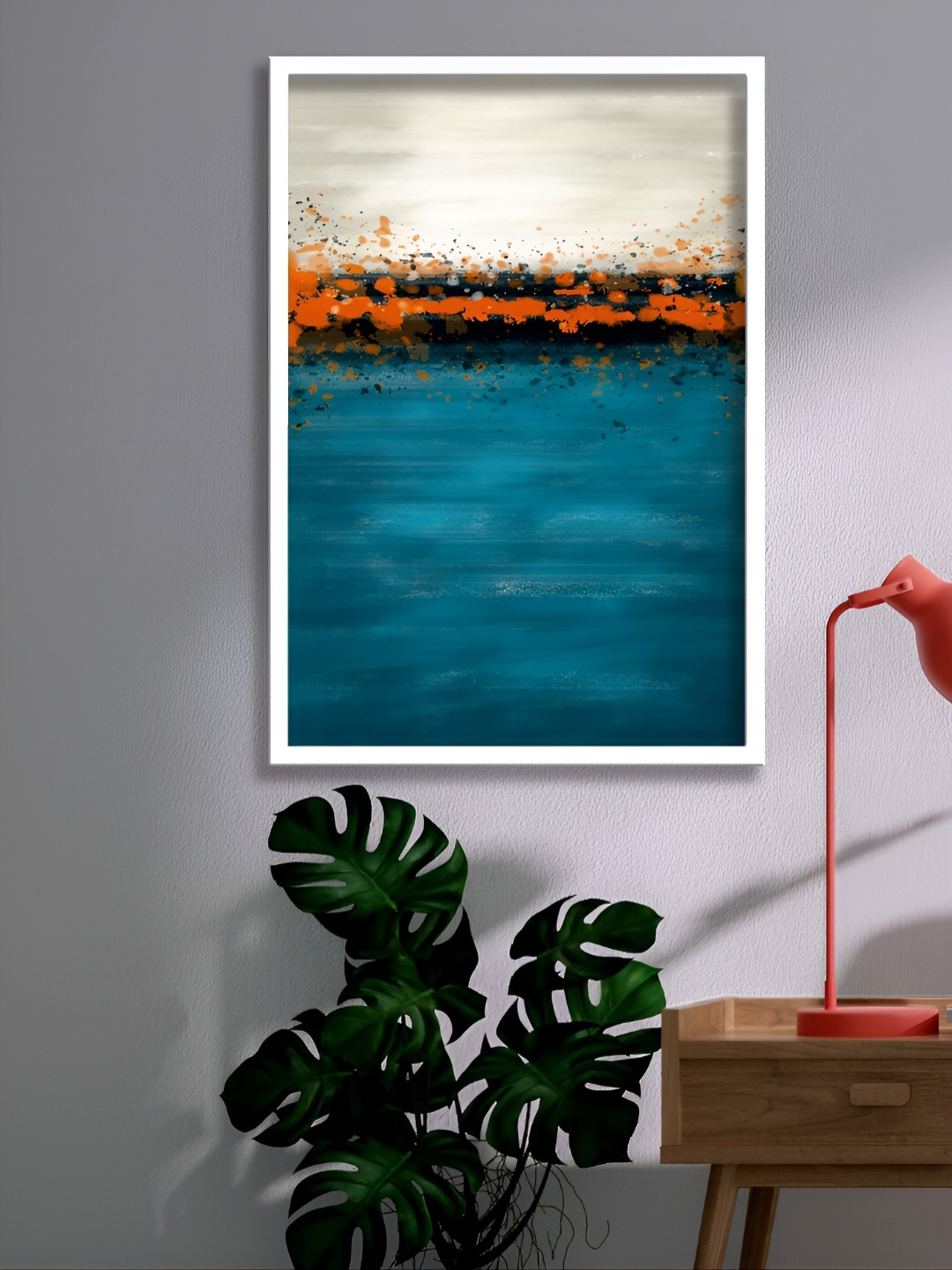 Aura White & Blue Abstract Paintings Wall Art