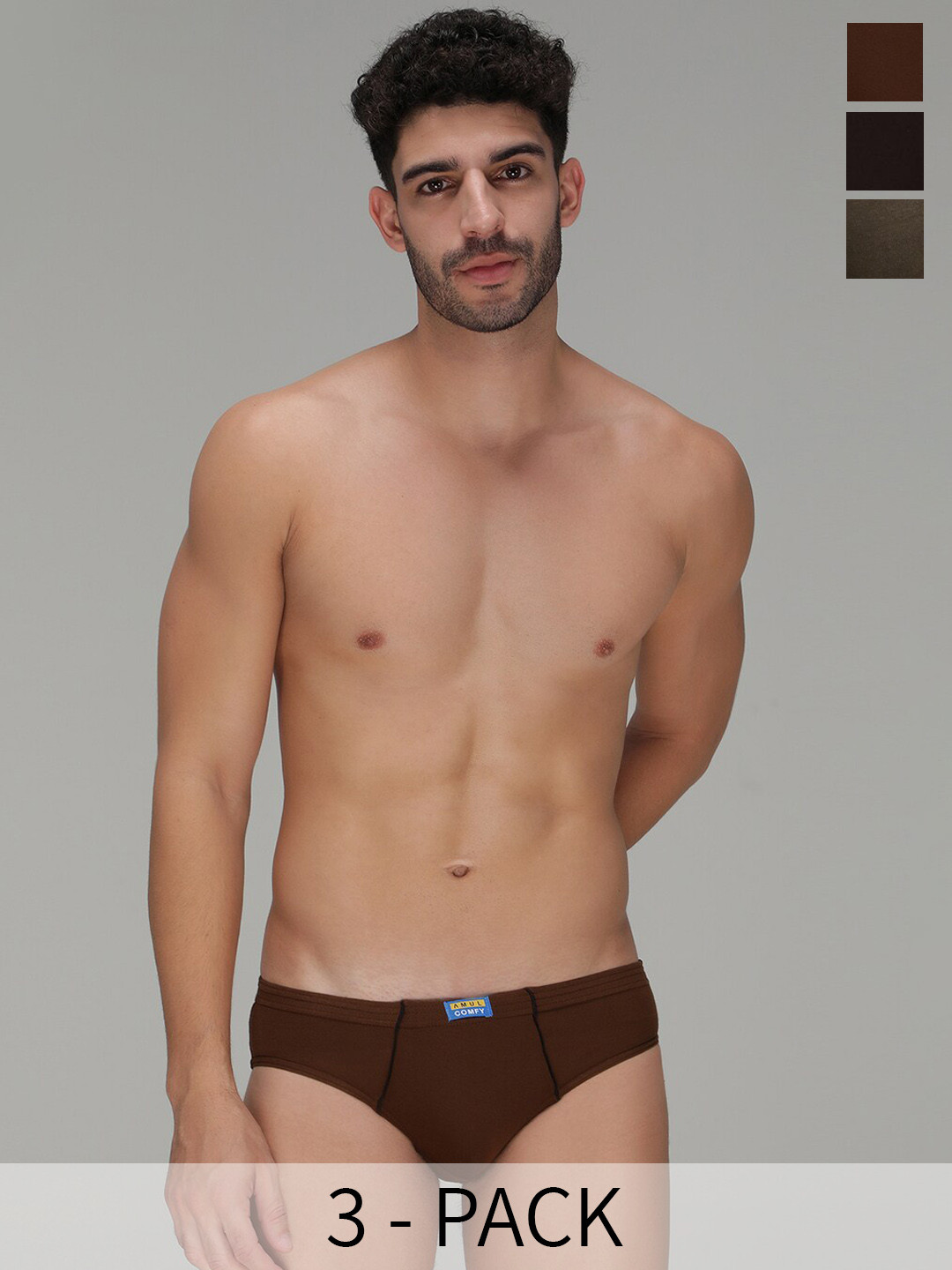 AMUL COMFY Pack Of 3 Mid Rise Pure Cotton Basic Briefs AC-CBRIIE-NY-LBR-SGY-XS-3PC, Black
AMUL COMFY Pack Of 3 Mid Rise Pure Cotton Basic Briefs AC-CBRIIE-NY-LBR-SGY-XS-3PC, Black