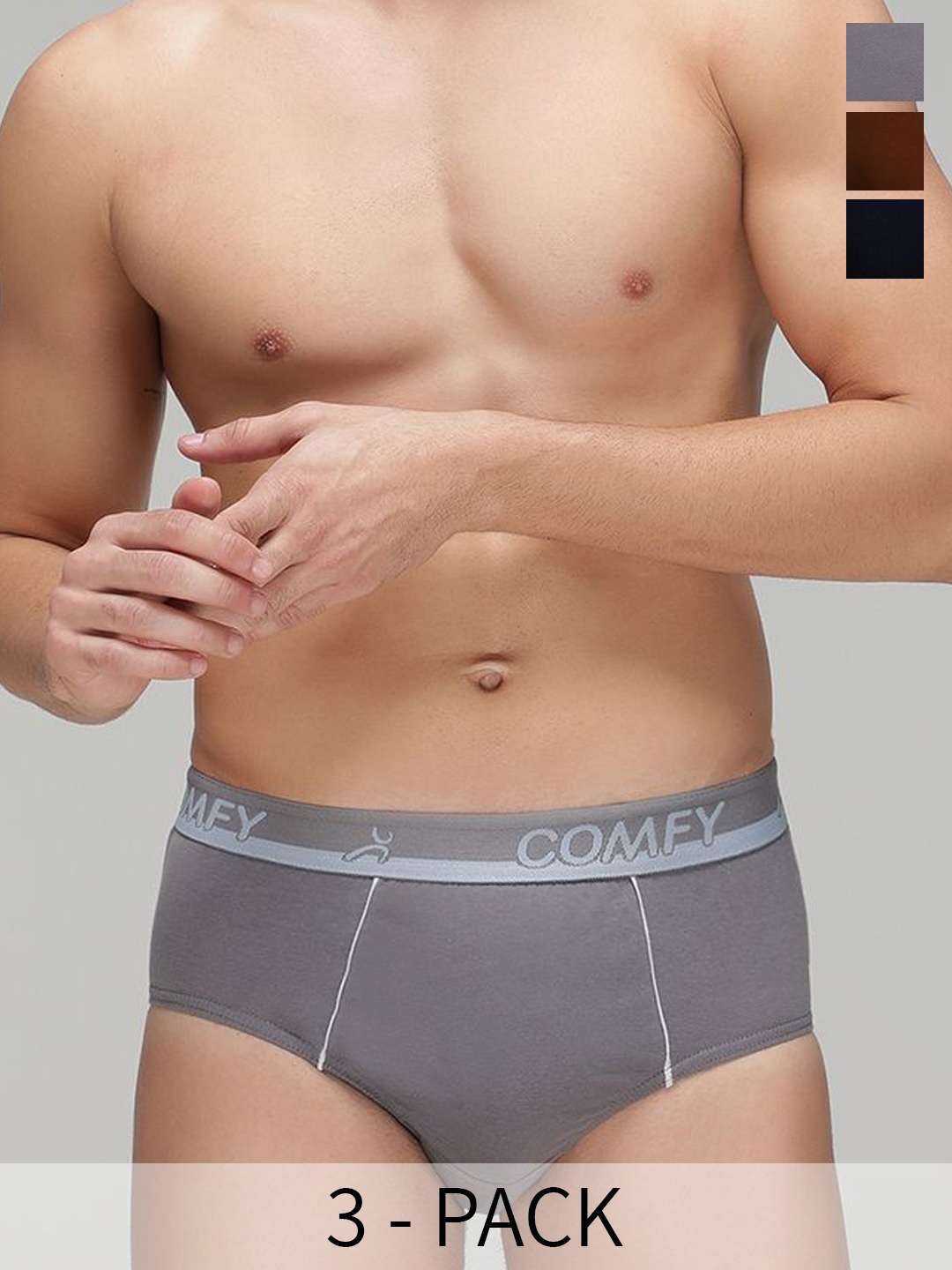 AMUL COMFY Pack Of 3 Mid Rise Pure Cotton Basic Briefs AC-CBRIOE-NY-LBR-SGRY-3XL-3PC, Navy blue
AMUL COMFY Pack Of 3 Mid Rise Pure Cotton Basic Briefs AC-CBRIOE-NY-LBR-SGRY-3XL-3PC, Navy blue