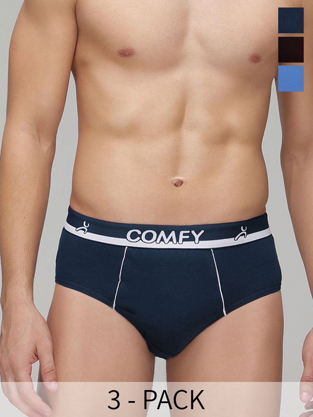 AMUL COMFY Pack Of 3 Mid Rise Pure Cotton Basic Briefs AC-CBRIOE-SB-AF-CB-XS-3PC, Blue
AMUL COMFY Pack Of 3 Mid Rise Pure Cotton Basic Briefs AC-CBRIOE-SB-AF-CB-XS-3PC, Blue