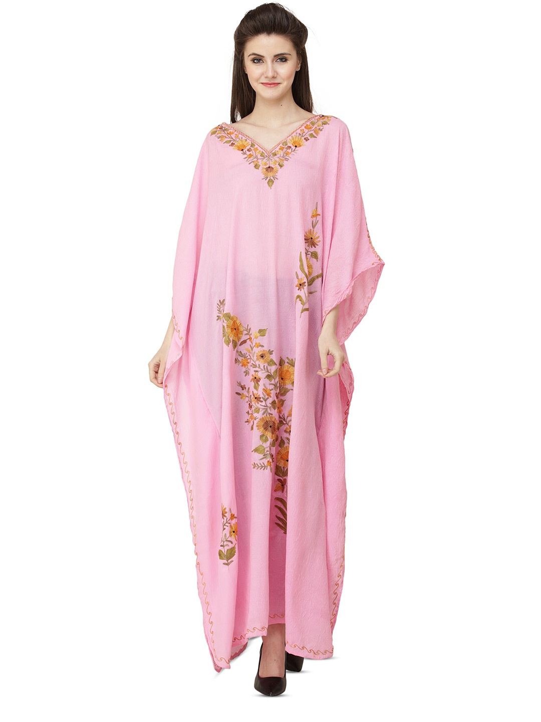 Exotic India Pink Crushed Kashmiri Kaftan with Aari Embroidered Multicolored Flowers
Exotic India Pink Crushed Kashmiri Kaftan with Aari Embroidered Multicolored Flowers