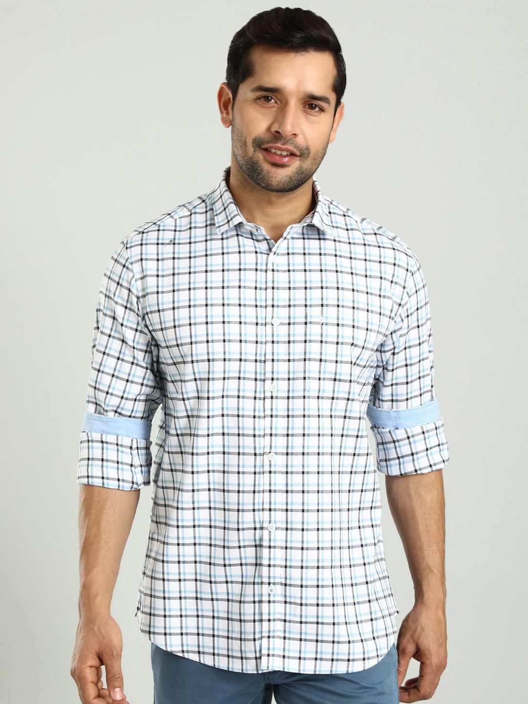 Indian Terrain Classic Spread Collar Slim Fit Grid Tattersall Checks Cotton Casual Shirt, White
Indian Terrain Classic Spread Collar Slim Fit Grid Tattersall Checks Cotton Casual Shirt, White