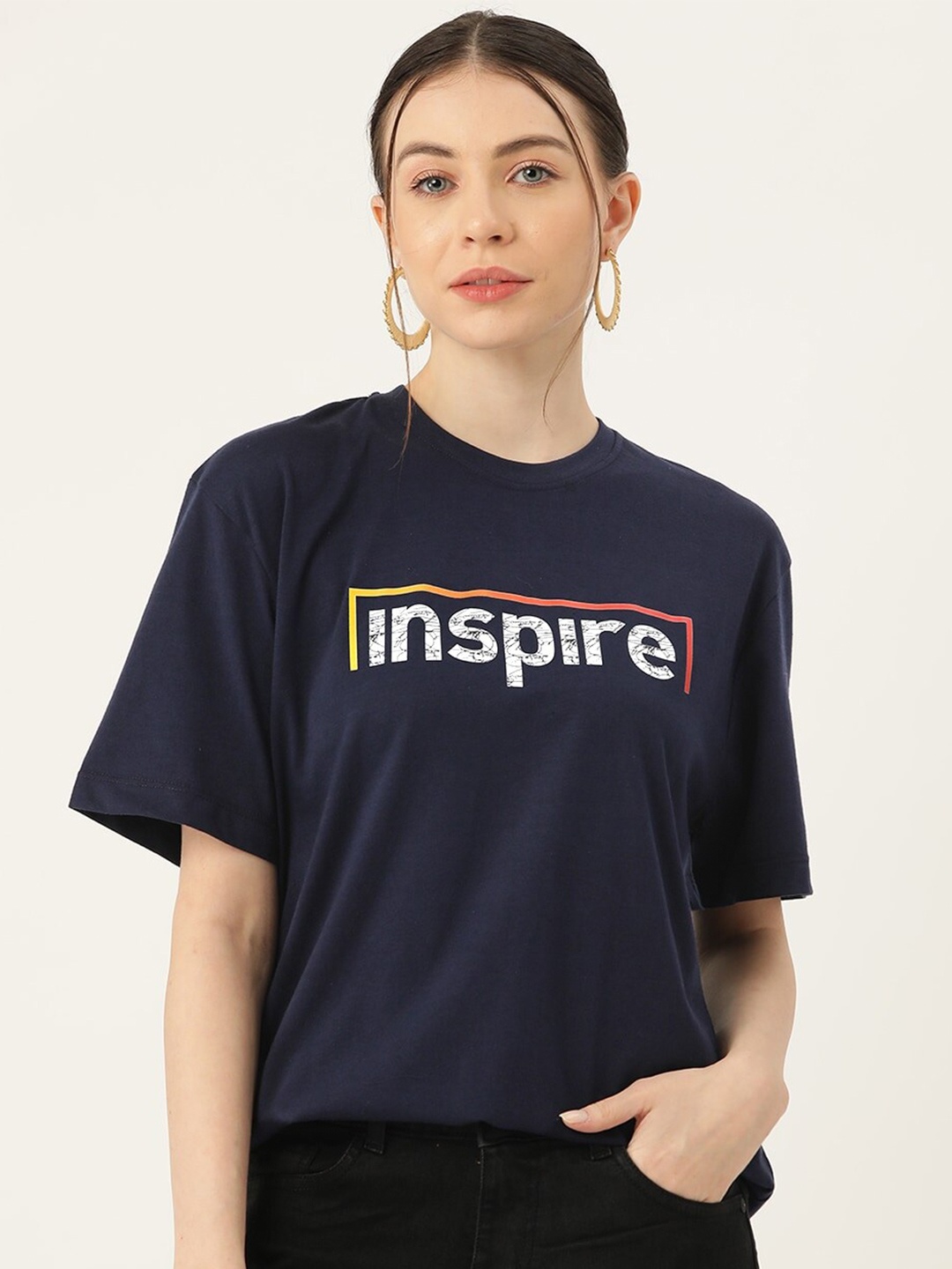 Slenor Typography Printed Drop-Shoulder Sleeves Pure Cotton Loose Oversized T-shirt, Navy blue
Slenor Typography Printed Drop-Shoulder Sleeves Pure Cotton Loose Oversized T-shirt, Navy blue