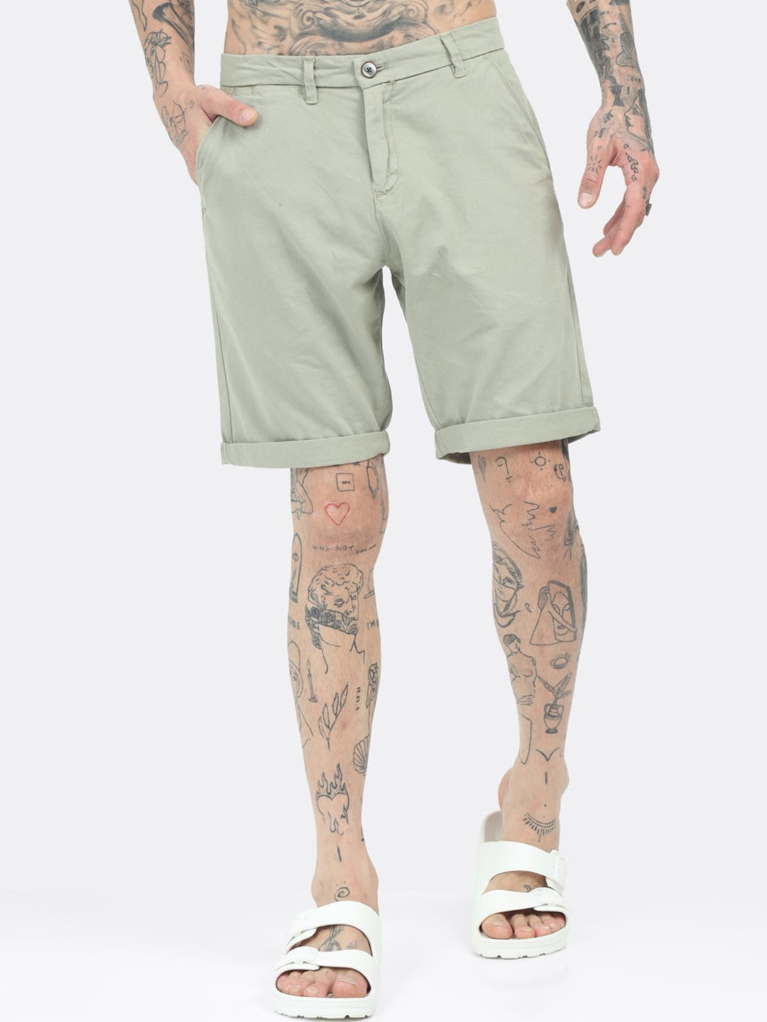 BADMAASH Men Mid-Rise Slim Fit Cotton Regular Shorts, Olive
BADMAASH Men Mid-Rise Slim Fit Cotton Regular Shorts, Olive