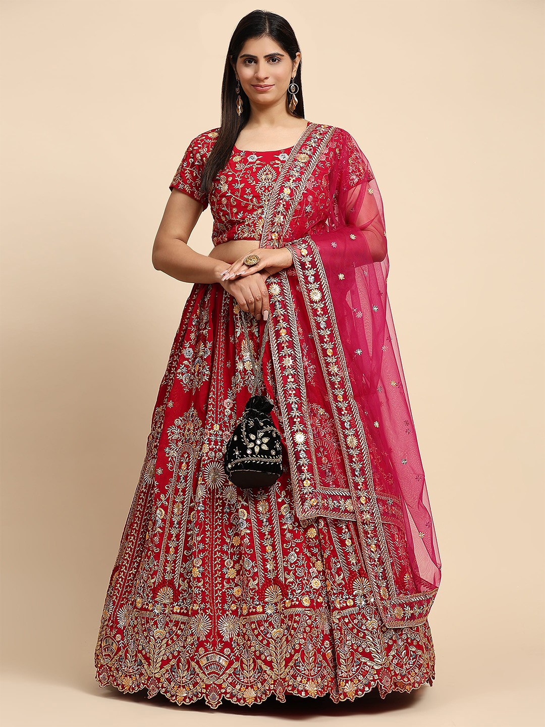 AMOHA TRENDZ Embroidered Thread Work Ready to Wear Lehenga & Blouse With Dupatta, Maroon
AMOHA TRENDZ Embroidered Thread Work Ready to Wear Lehenga & Blouse With Dupatta, Maroon