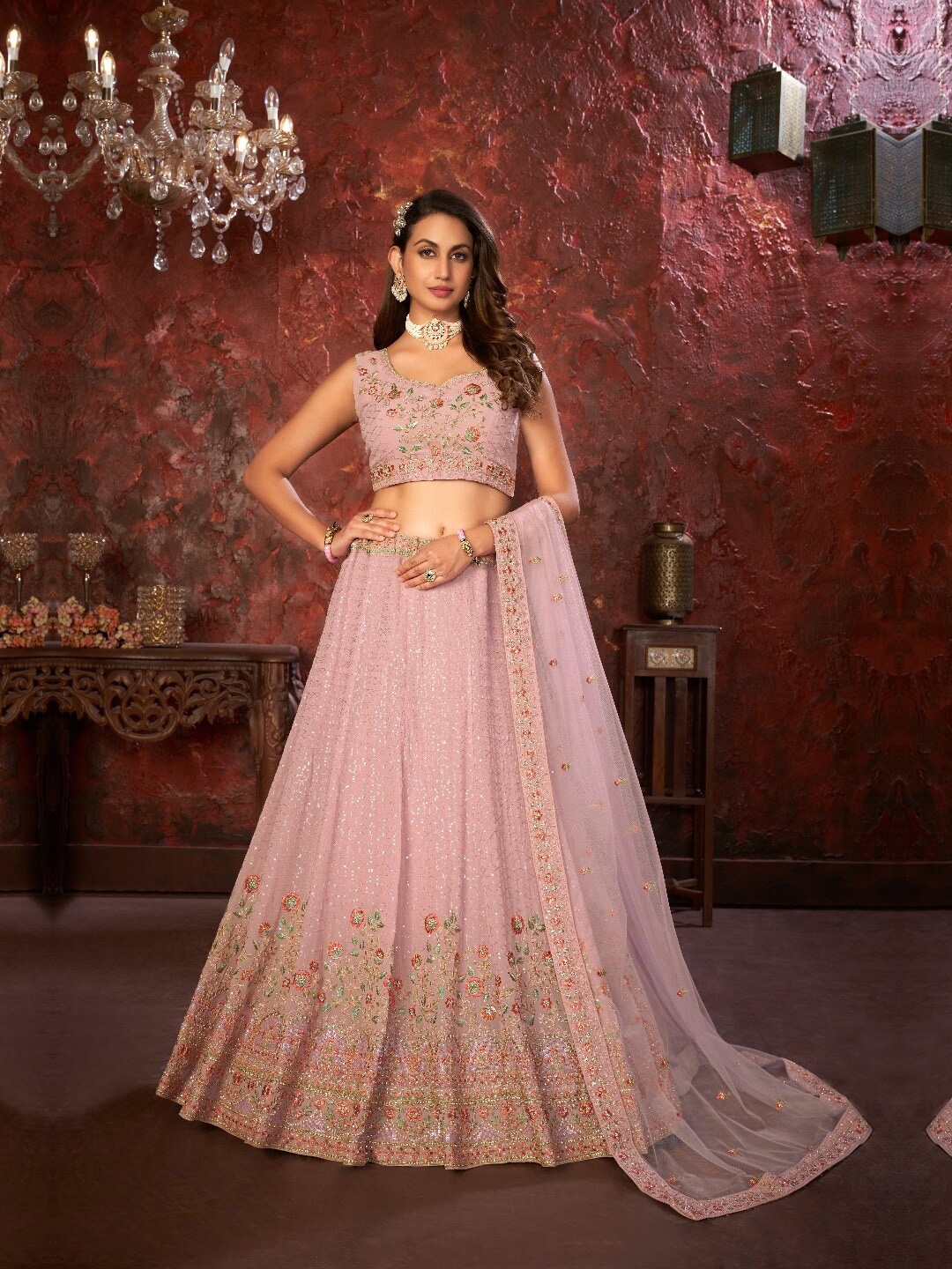 Fusionic Embroidered Sequinned Semi-Stitched Lehenga & Unstitched Blouse With Dupatta, Pink
Fusionic Embroidered Sequinned Semi-Stitched Lehenga & Unstitched Blouse With Dupatta, Pink