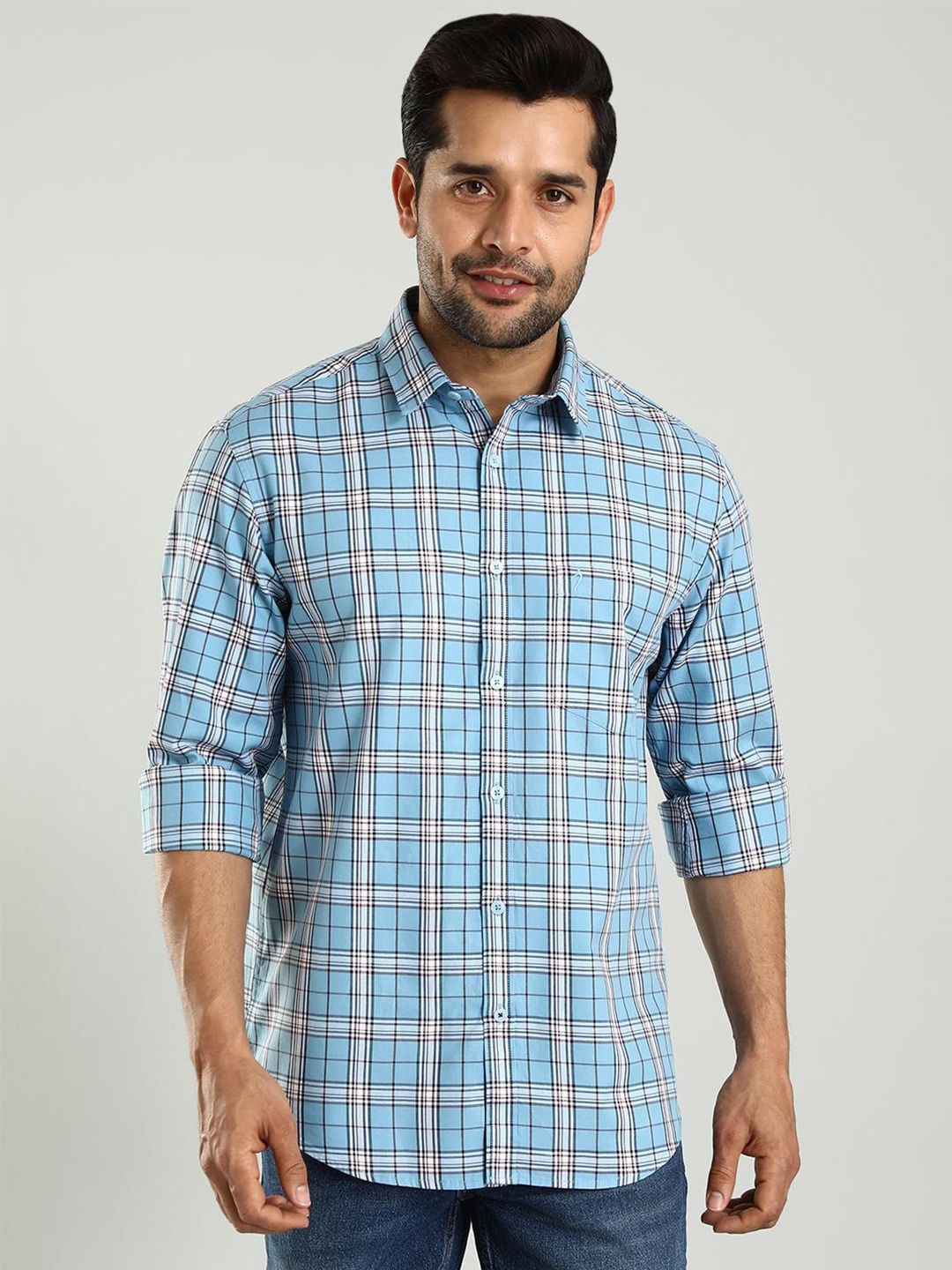 Indian Terrain Spread Collar Long Sleeves Classic Slim Fit Checked Cotton Casual Shirt, Blue
Indian Terrain Spread Collar Long Sleeves Classic Slim Fit Checked Cotton Casual Shirt, Blue
