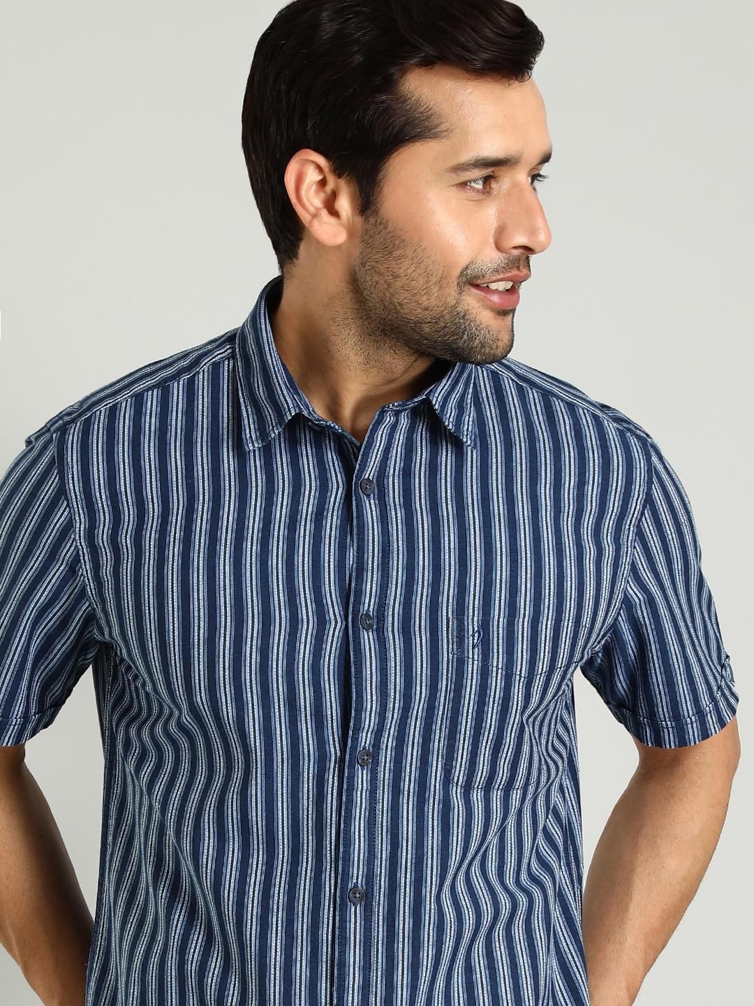 Indian Terrain Classic Slim Fit Striped Spread Collar Short Sleeves Casual Shirt, Blue
Indian Terrain Classic Slim Fit Striped Spread Collar Short Sleeves Casual Shirt, Blue