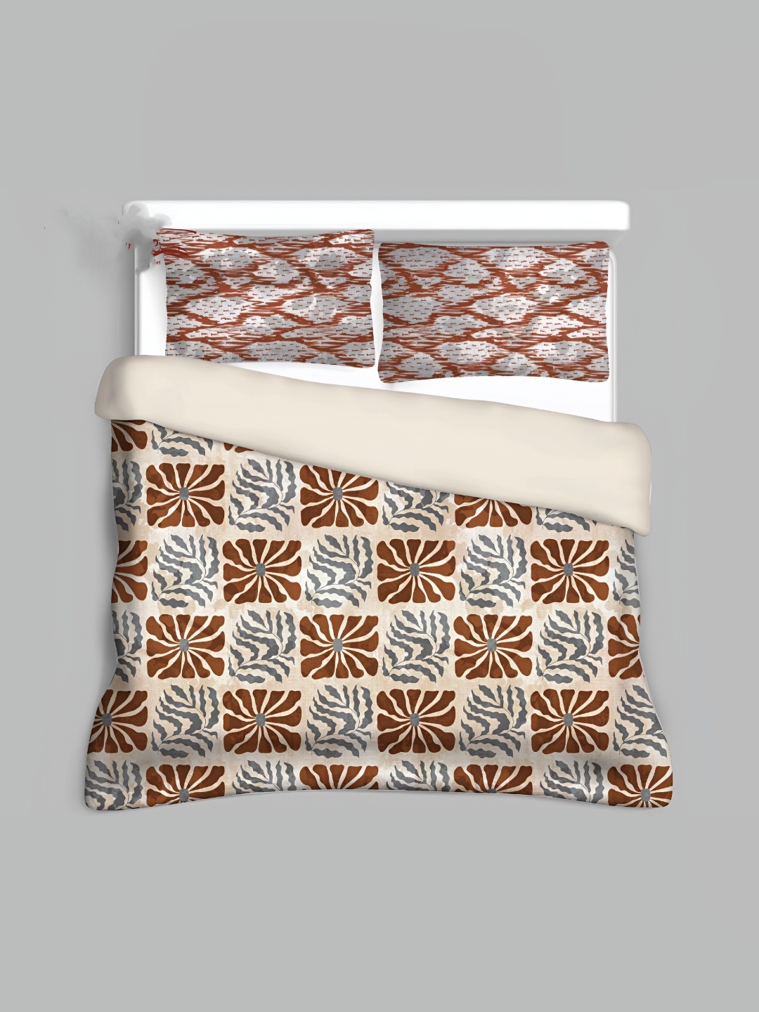 Signature Peach-Coloured & Brown Geometric 210 TC Queen Bedsheet with 2 Pillow Covers
Signature Peach-Coloured & Brown Geometric 210 TC Queen Bedsheet with 2 Pillow Covers