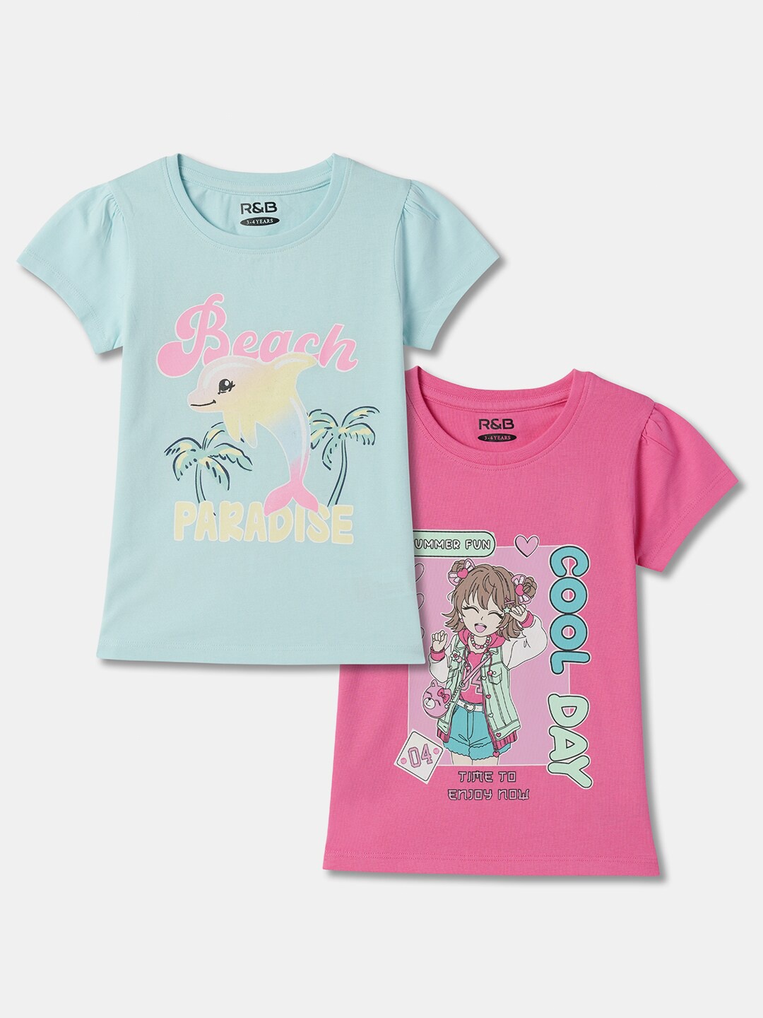 R&B Girls Pack of 2 Round Neck Short Sleeves Graphic Printed Cotton T-shirts, Green
R&B Girls Pack of 2 Round Neck Short Sleeves Graphic Printed Cotton T-shirts, Green