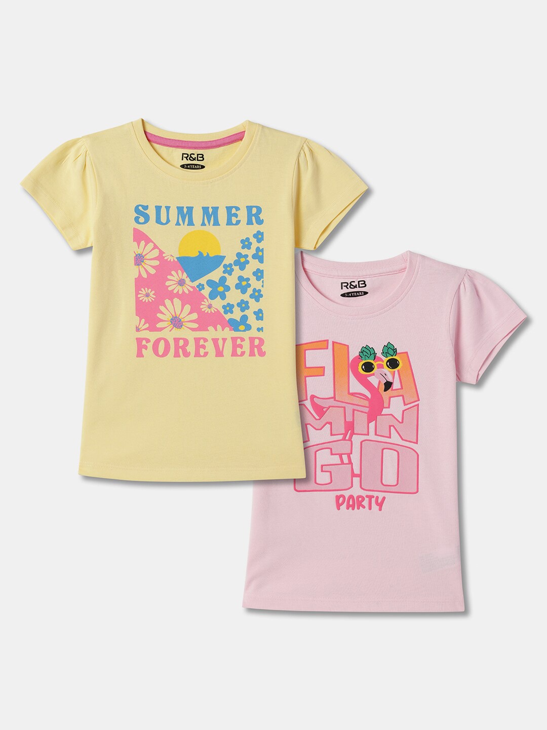 R&B Girls Pack of 2 Round Neck Short Sleeves Typography Printed Cotton T-shirts, Yellow
R&B Girls Pack of 2 Round Neck Short Sleeves Typography Printed Cotton T-shirts, Yellow