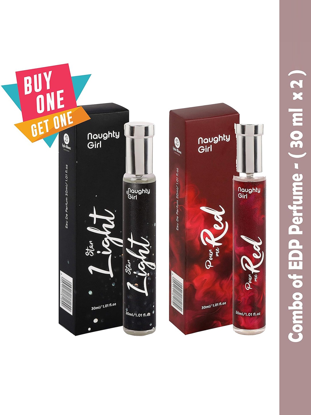 Lyla Blanc Naughty Girl Set Of 2 Star Light & Pour Me Red EDP Perfume - 30 ml Each, Black
Lyla Blanc Naughty Girl Set Of 2 Star Light & Pour Me Red EDP Perfume - 30 ml Each, Black
