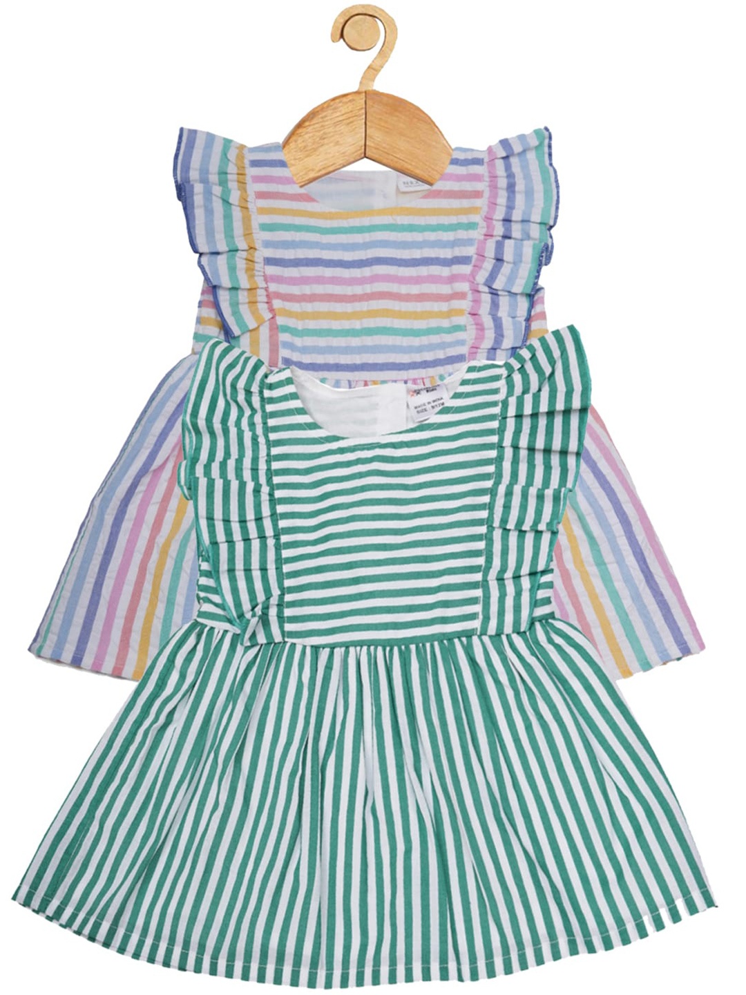 Creative Kids Girls Pack of 2 Striped Round Neck Cap Sleeves Cotton Fit & Flare Dress, Green
Creative Kids Girls Pack of 2 Striped Round Neck Cap Sleeves Cotton Fit & Flare Dress, Green
