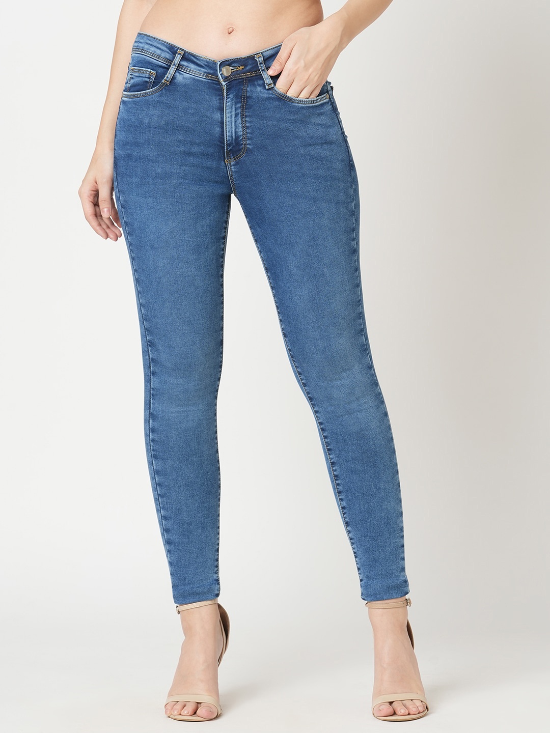 Kraus Jeans Women Skinny Fit High-Rise Heavy Fade Clean Look Stretchable Jeans, Blue
Kraus Jeans Women Skinny Fit High-Rise Heavy Fade Clean Look Stretchable Jeans, Blue