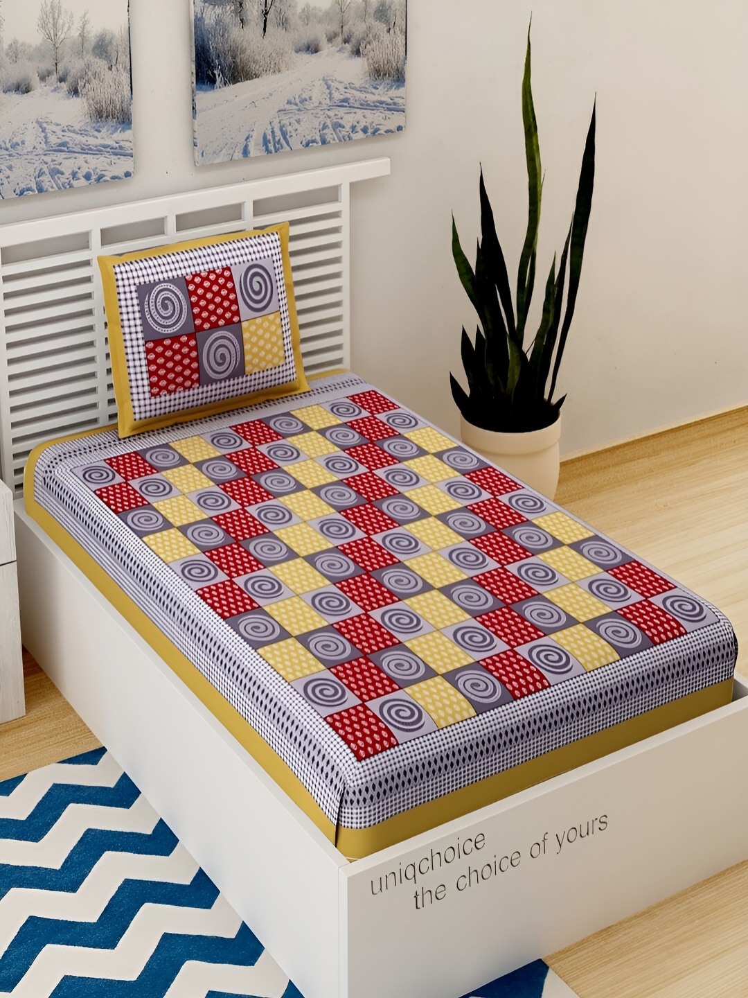 Aura Brown & Yellow Geometric Printed 120 TC Cotton Single Bedsheet with 1 Pillow Covers
Aura Brown & Yellow Geometric Printed 120 TC Cotton Single Bedsheet with 1 Pillow Covers