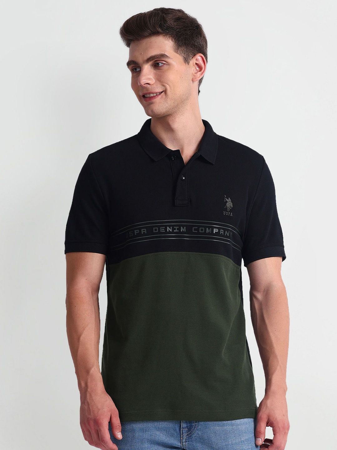U.S. Polo Assn. Denim Co. Colourblocked Polo Collar Short Sleeves Slim Fit T-shirt, Green
U.S. Polo Assn. Denim Co. Colourblocked Polo Collar Short Sleeves Slim Fit T-shirt, Green