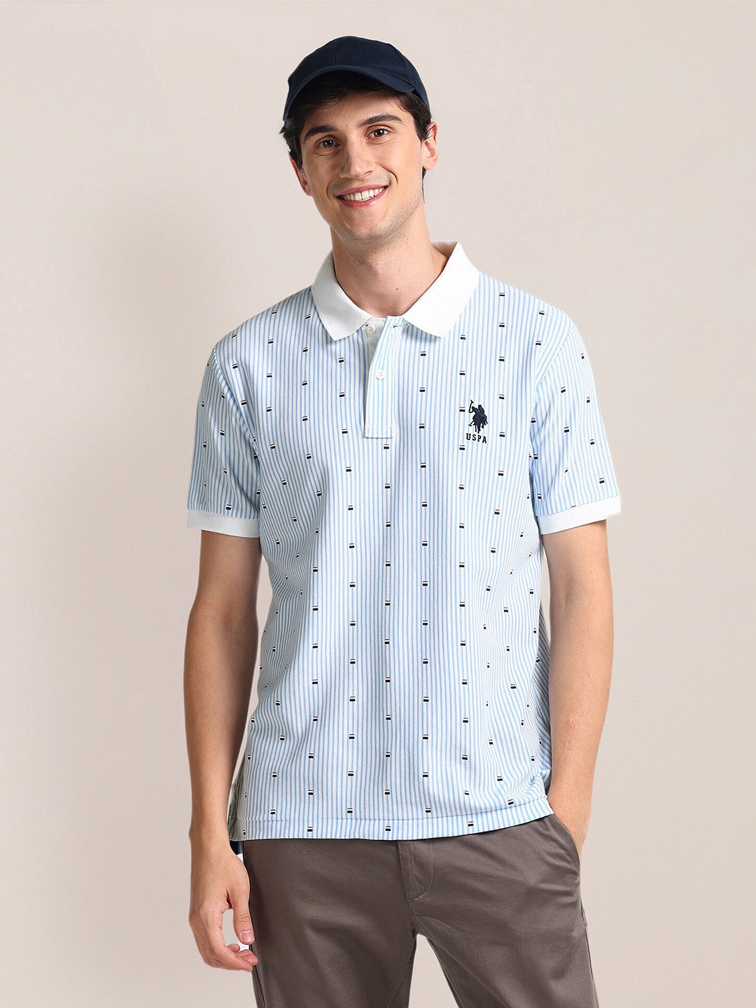 U.S. Polo Assn. Striped Polo Collar Short Sleeves Slim Fit T-shirt, Blue
U.S. Polo Assn. Striped Polo Collar Short Sleeves Slim Fit T-shirt, Blue