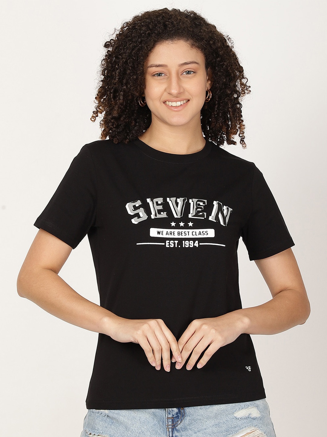 FUTURO summer t shirt collection Women Typography Printed Round Neck T-shirt, Black
FUTURO summer t shirt collection Women Typography Printed Round Neck T-shirt, Black