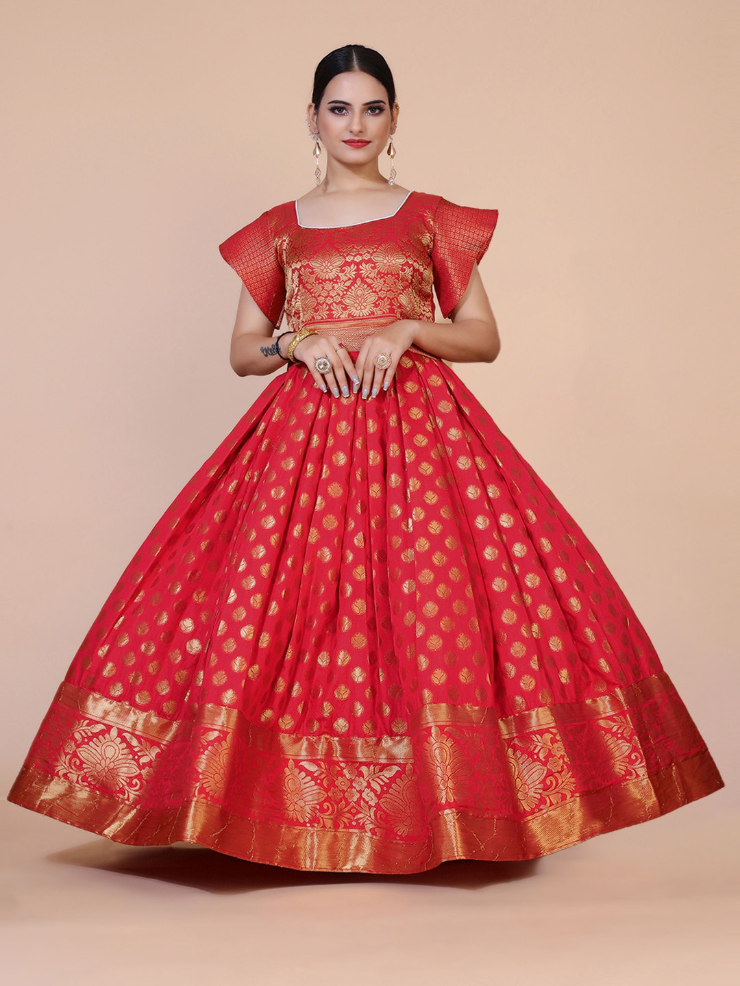 PRANZ CREATION Floral Print Jacquard Maxi Dress, Red