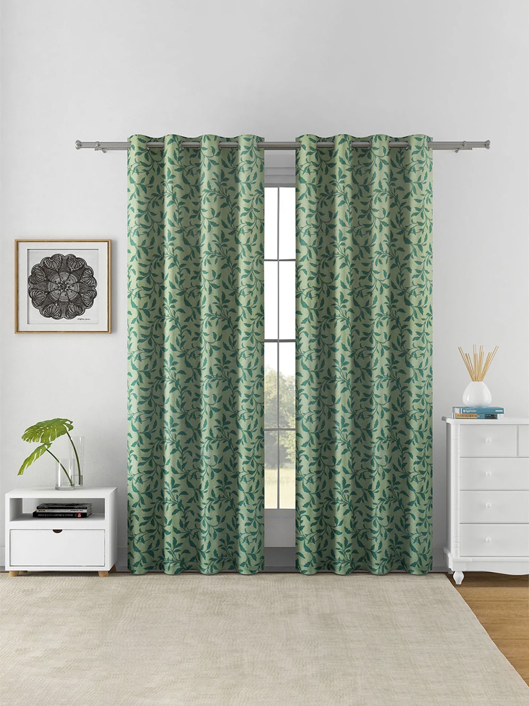 Athome by Nilkamal Green 2 Pieces Floral Printed Room Darkening Eyelet Door Curtains
Athome by Nilkamal Green 2 Pieces Floral Printed Room Darkening Eyelet Door Curtains