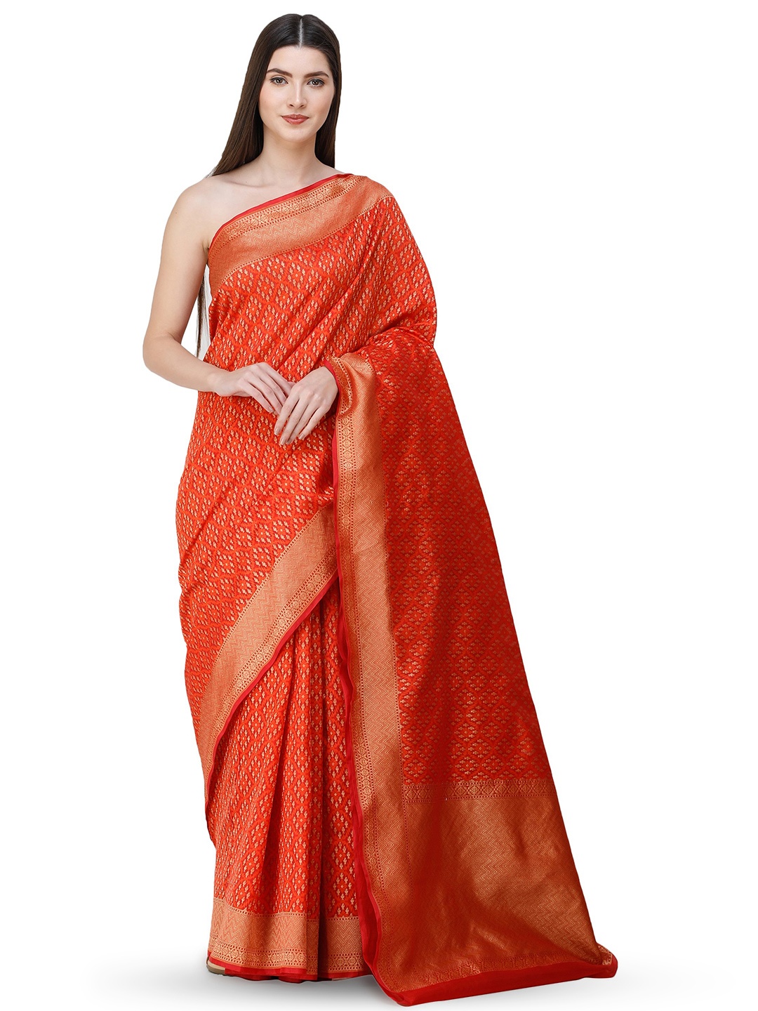 Exotic India Ember Glow Art Silk Banarasi Saree with Zari Woven Pallu and Border, Orange
Exotic India Ember Glow Art Silk Banarasi Saree with Zari Woven Pallu and Border, Orange