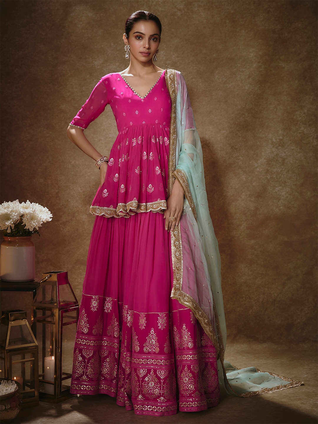 Renee Label Women Embroidered Sequinned Ready to Wear Lehenga & Blouse With Dupatta, Pink
Renee Label Women Embroidered Sequinned Ready to Wear Lehenga & Blouse With Dupatta, Pink