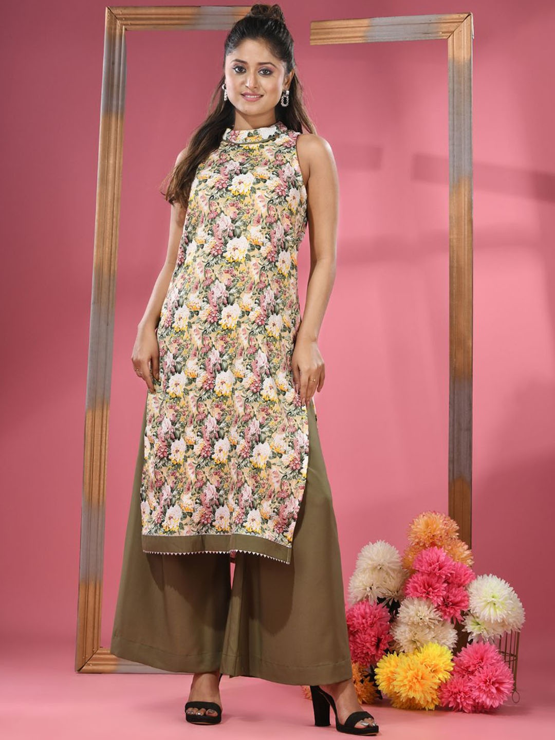 Charukriti Floral Printed Halter Neck Sleeveless Gotta Patti Georgette Kurta, Yellow
Charukriti Floral Printed Halter Neck Sleeveless Gotta Patti Georgette Kurta, Yellow