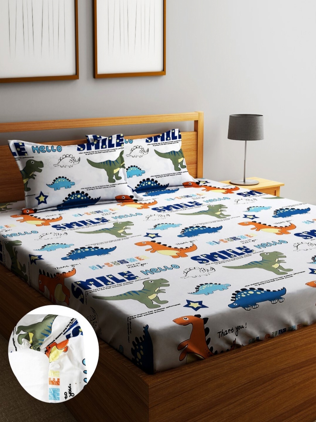 Home Sizzler White & Orange Graphic Fitted 210TC King 1 Bedsheet with 2 Pillow Covers
Home Sizzler White & Orange Graphic Fitted 210TC King 1 Bedsheet with 2 Pillow Covers