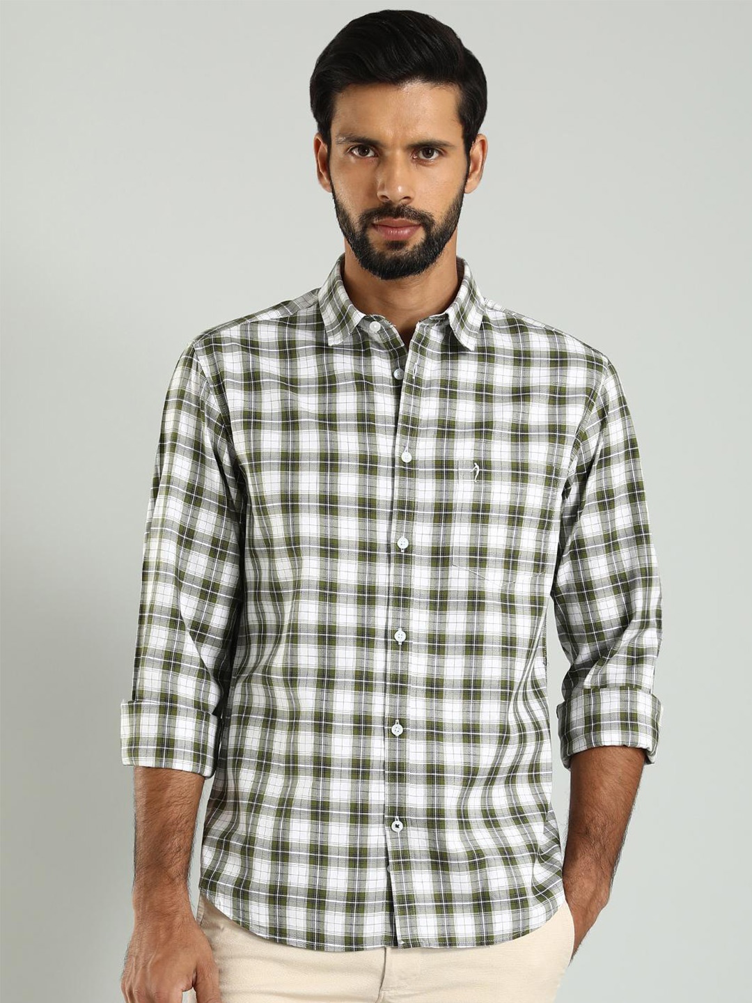 Indian Terrain Spread Collar Long Sleeves Classic Slim Fit Cotton Checked Casual Shirt, Green
Indian Terrain Spread Collar Long Sleeves Classic Slim Fit Cotton Checked Casual Shirt, Green