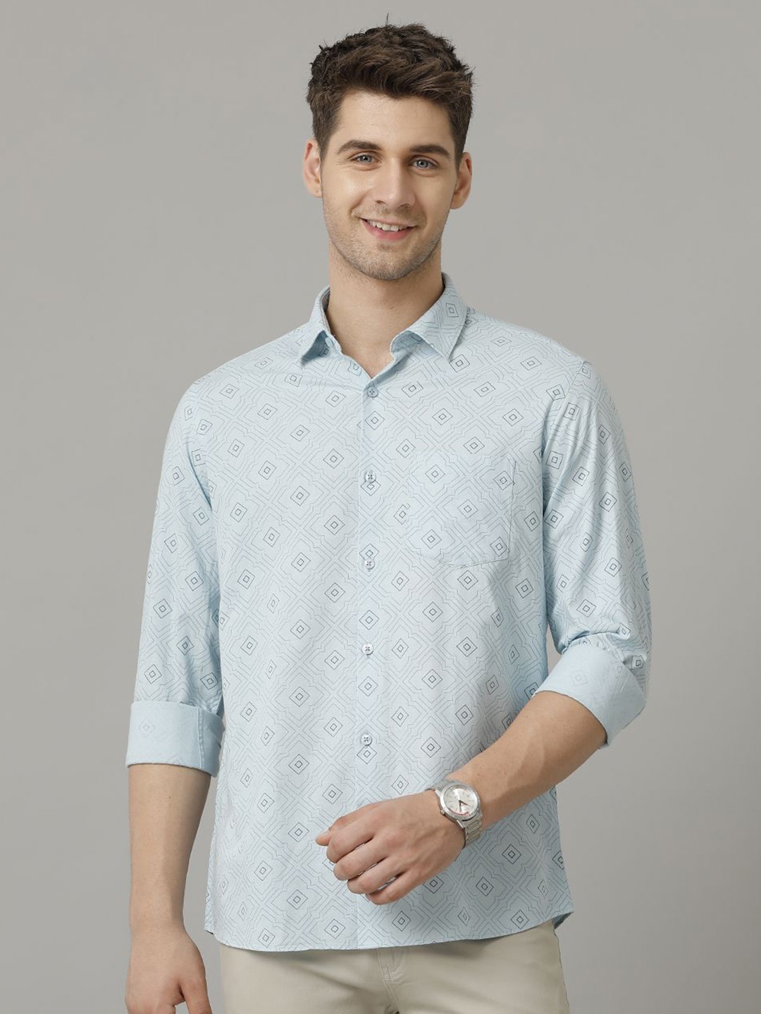 CAVALLO by Linen Club Contemporary Slim Fit Geometric Printed Spread Collar Casual Shirt, Blue
CAVALLO by Linen Club Contemporary Slim Fit Geometric Printed Spread Collar Casual Shirt, Blue