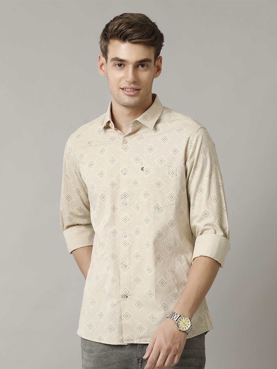 CAVALLO by Linen Club Contemporary Slim Fit Printed Spread Collar Casual Shirt, Grey
CAVALLO by Linen Club Contemporary Slim Fit Printed Spread Collar Casual Shirt, Grey