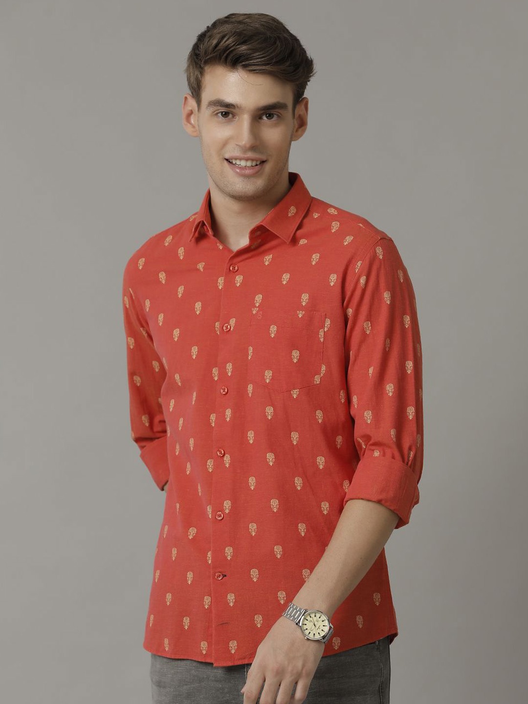 CAVALLO by Linen Club Men Contemporary Slim Fit Opaque Printed Casual Shirt, Orange
CAVALLO by Linen Club Men Contemporary Slim Fit Opaque Printed Casual Shirt, Orange