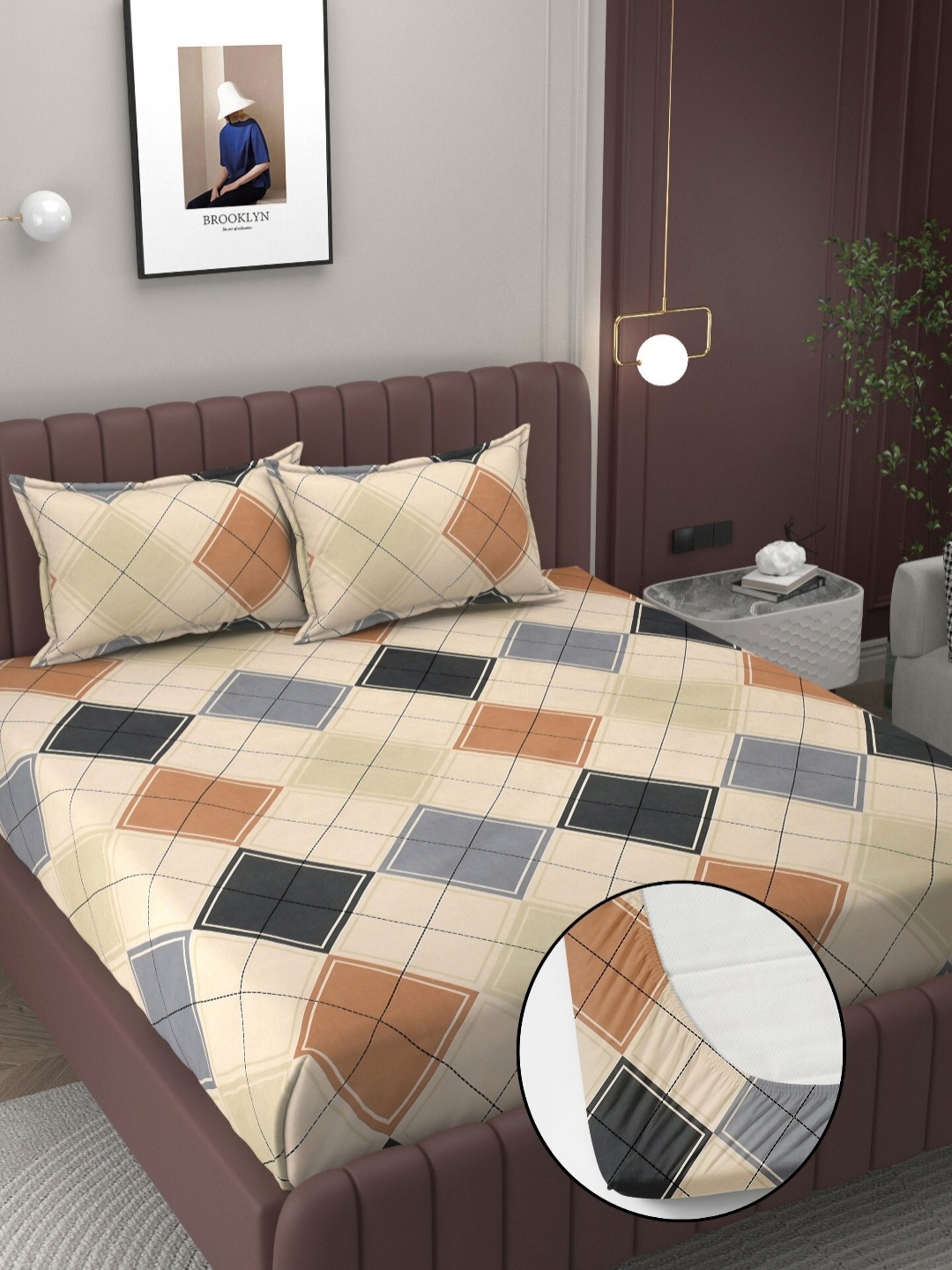 BELVOSTUM Cream-Coloured & Grey Geometric 250 TC King Bedsheet with 2 Pillow Covers
BELVOSTUM Cream-Coloured & Grey Geometric 250 TC King Bedsheet with 2 Pillow Covers