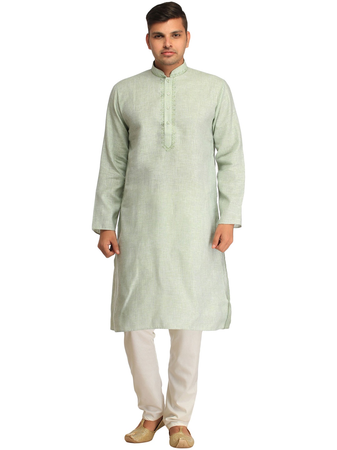 Exotic India Men Ethnic Motifs Embroidered Regular Thread Work Pure Cotton Kurta with Pyjamas, Green
Exotic India Men Ethnic Motifs Embroidered Regular Thread Work Pure Cotton Kurta with Pyjamas, Green