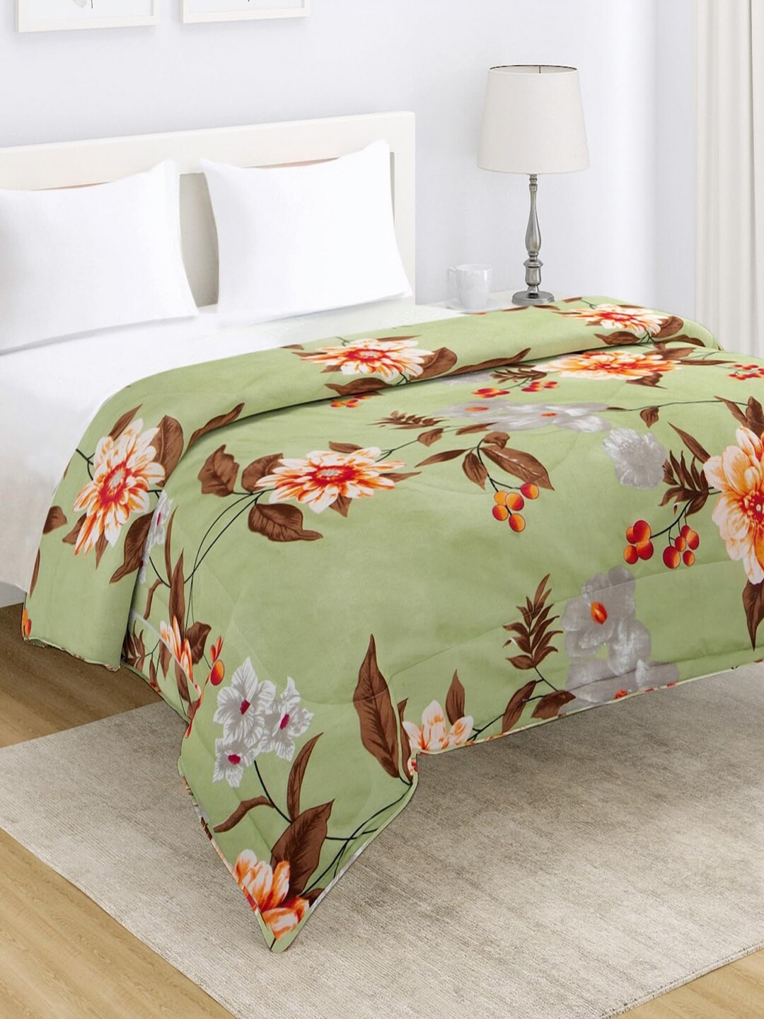 HOKIPO Green & Brown Floral Printed AC Room 220 GSM Reversible Double Bed Comforter
HOKIPO Green & Brown Floral Printed AC Room 220 GSM Reversible Double Bed Comforter