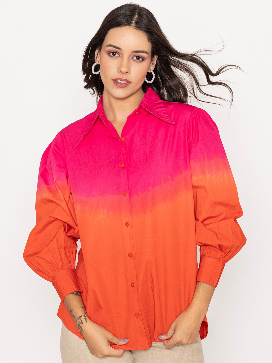 Lounge Dreams Relaxed Oversized Fit Ombre Printed Puff Sleeves Pure Cotton Shirt, Pink
Lounge Dreams Relaxed Oversized Fit Ombre Printed Puff Sleeves Pure Cotton Shirt, Pink