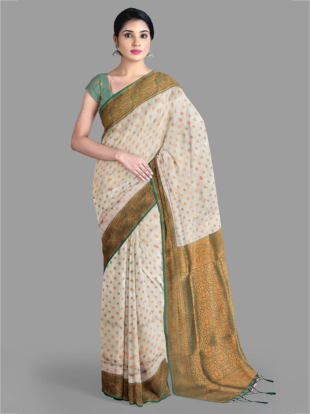 The Chennai Silks Ethnic Motifs Zari Art Silk Banarasi Saree With Blouse Piece, Cream
The Chennai Silks Ethnic Motifs Zari Art Silk Banarasi Saree With Blouse Piece, Cream