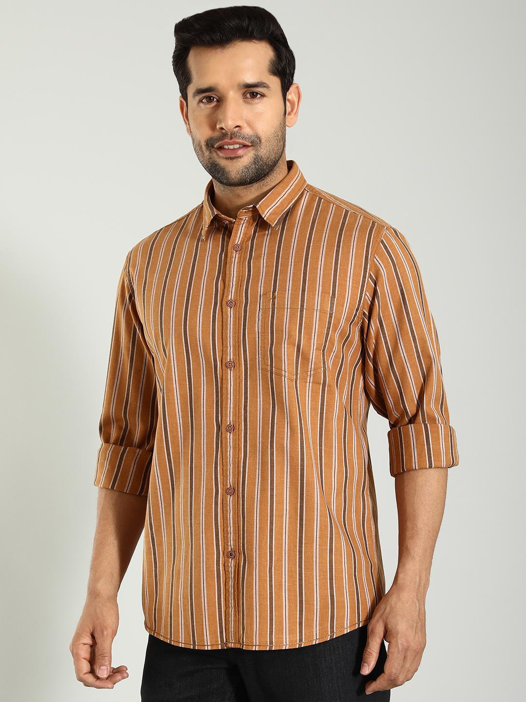 Indian Terrain Striped Spread Collar Classic Slim Fit Pure Cotton Casual Shirt, Orange
Indian Terrain Striped Spread Collar Classic Slim Fit Pure Cotton Casual Shirt, Orange