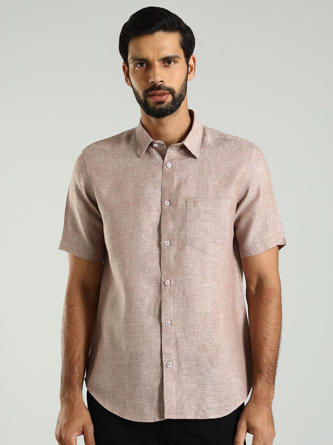 Indian Terrain Spread Collar Short Sleeves Classic Slim Fit Linen Casual Shirt, Brown
Indian Terrain Spread Collar Short Sleeves Classic Slim Fit Linen Casual Shirt, Brown
