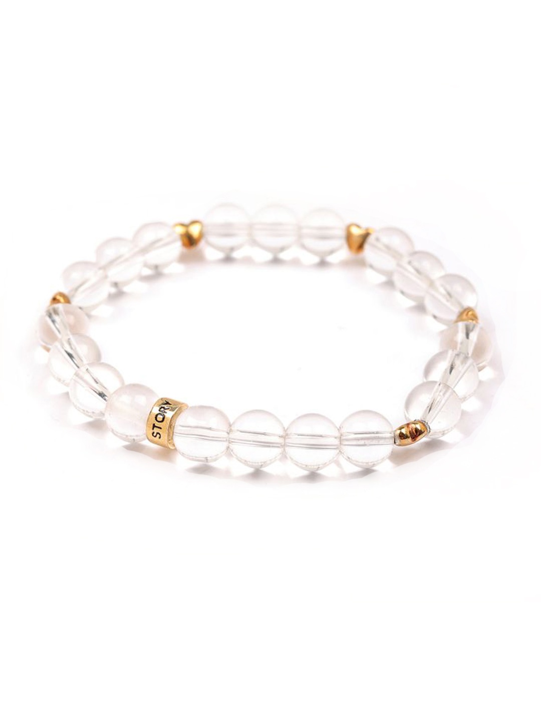 Stone Story By Shruti Women Sterling Silver Handcrafted Gold-Plated Elasticated Bracelet, Transparent
Stone Story By Shruti Women Sterling Silver Handcrafted Gold-Plated Elasticated Bracelet, Transparent