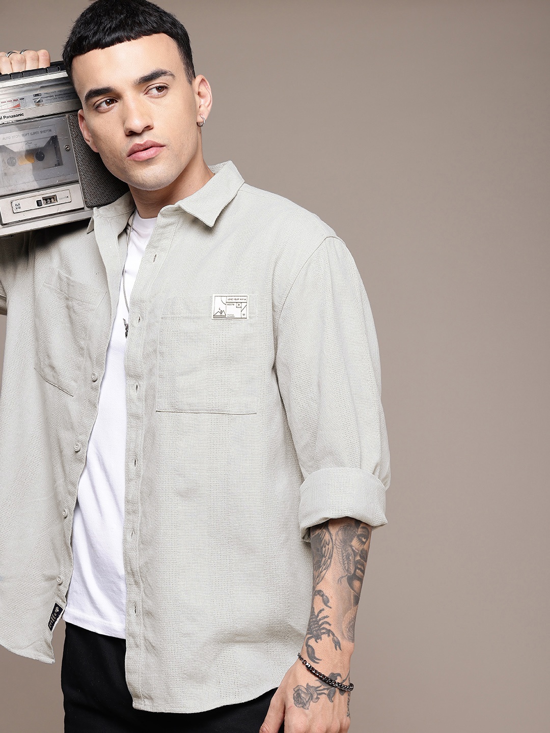 The Roadster Life Co. Self-Striped Drop Shoulder Sleeves Relaxed Fit Casual Shirt, Grey
The Roadster Life Co. Self-Striped Drop Shoulder Sleeves Relaxed Fit Casual Shirt, Grey