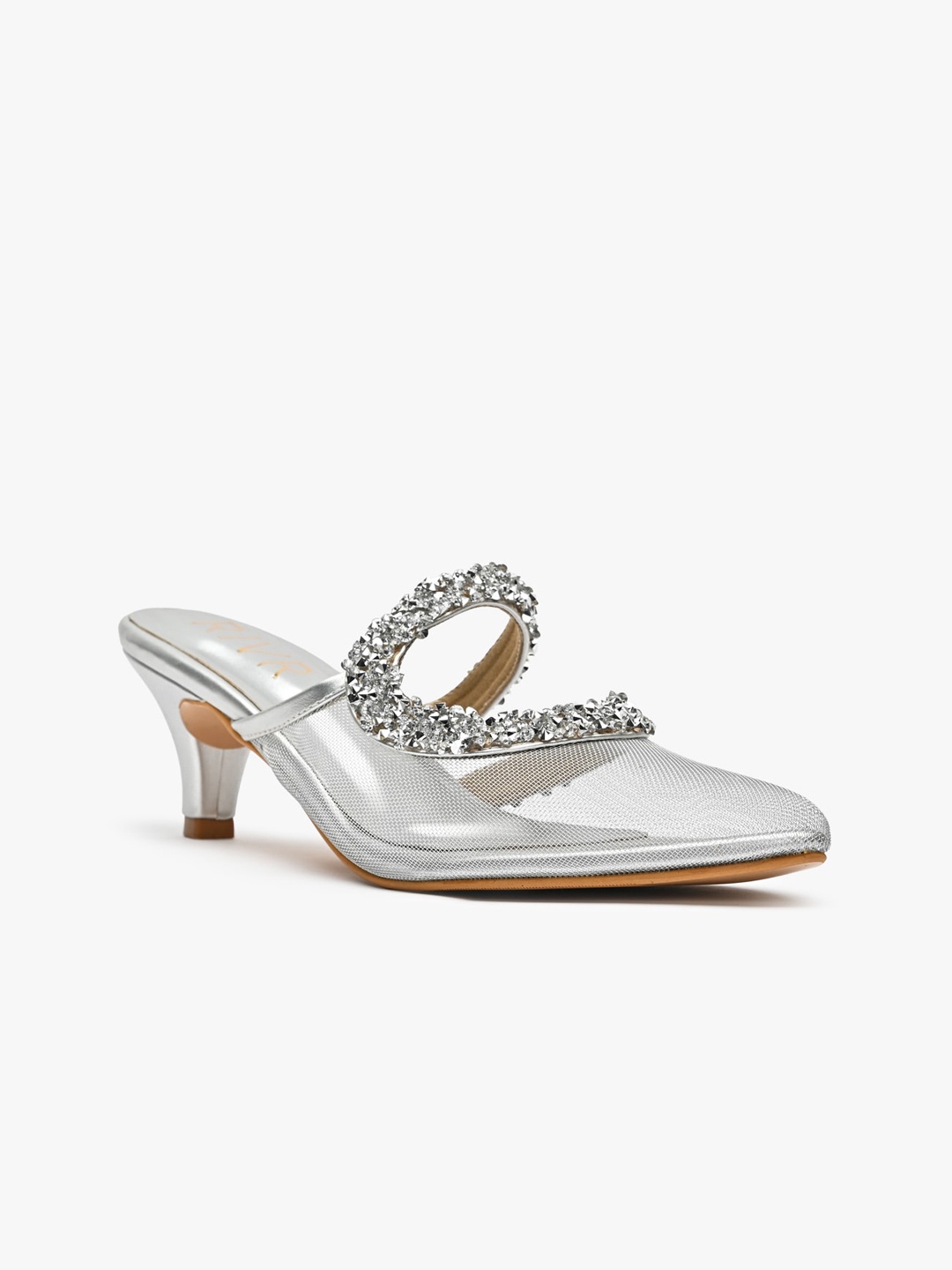 RIVR PU Kitten Pumps, Silver