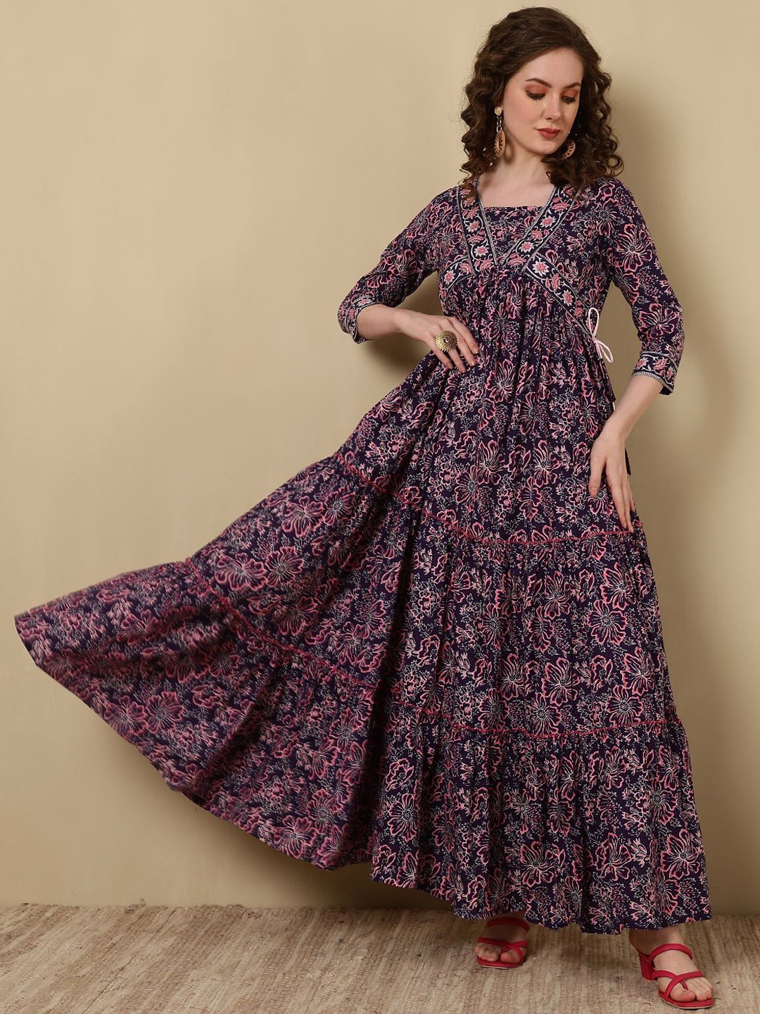 WOMENCLICK Women Square Neck Ethnic Motifs Printed Mirror Work Floral Anarkali Kurta, Blue
WOMENCLICK Women Square Neck Ethnic Motifs Printed Mirror Work Floral Anarkali Kurta, Blue