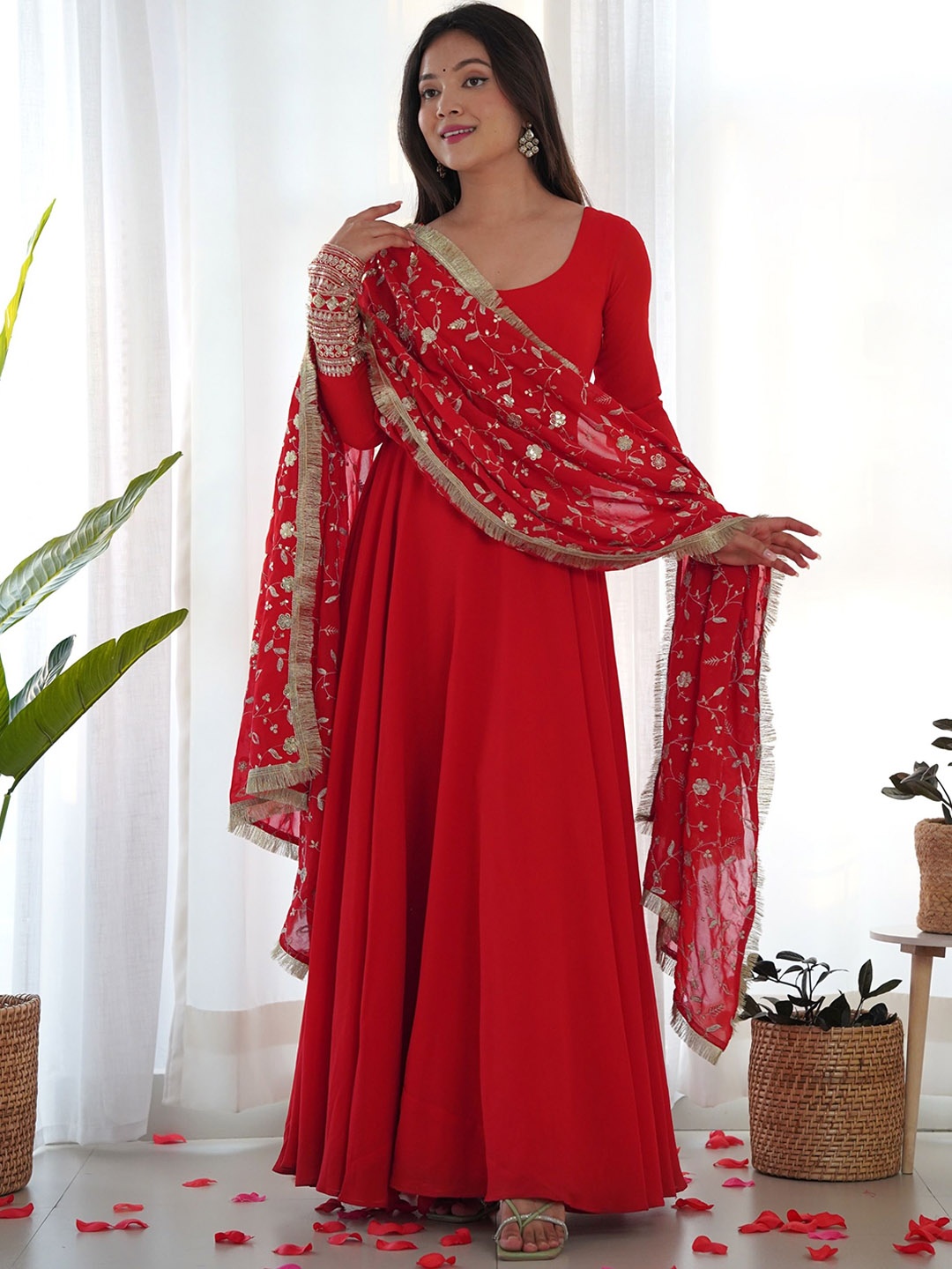 NIZA FASHION Women Printed Regular Gotta Patti Kurta with Trousers & With Dupatta, Red
NIZA FASHION Women Printed Regular Gotta Patti Kurta with Trousers & With Dupatta, Red