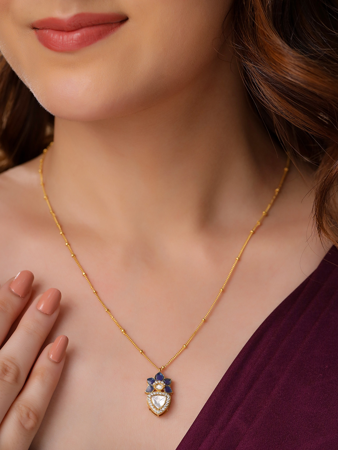 Kicky And Perky Women Gold-Plated Floral Pendants with Chains 
Kicky And Perky Women Gold-Plated Floral Pendants with Chains